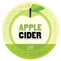 Label for Sprig + Fern apple cider with an apple graphic and text on a white background