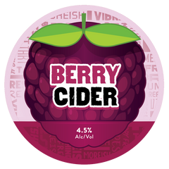 Sprig + Fern Berry cider label with raspberry illustration and text on a white background