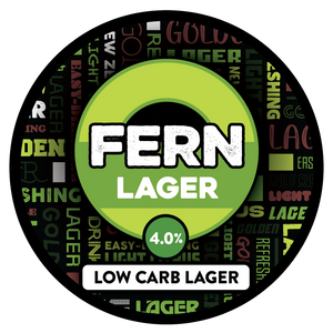 Sprig + Fern Fern Lager label with green and black design