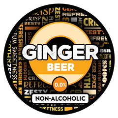 Sprig + Fern Non-alcoholic ginger beer label with text on a black background