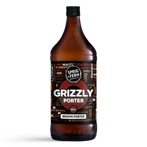 888ml bottle of Sprig + Fern Brewing Co. Grizzly Porter with a visible label on a white background