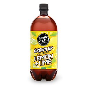 1.25L Bottle of Sprig + Fern Brewing Co. Grown Up Alcoholic Lemon Lime on a white background