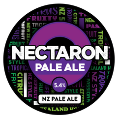 Sprig + Fern Nectaron Pale Ale label with colorful text on a black background