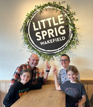 Ryan and Victoria Edwards, owners of Little Sprig Wakefield with their family