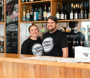 Owners of Sprig + Fern Upper Queen, Emma Russ and Karl Russ 