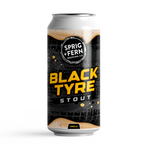 A 440ml can of Sprig and Fern's Black Tyre Stout limited release craft beer