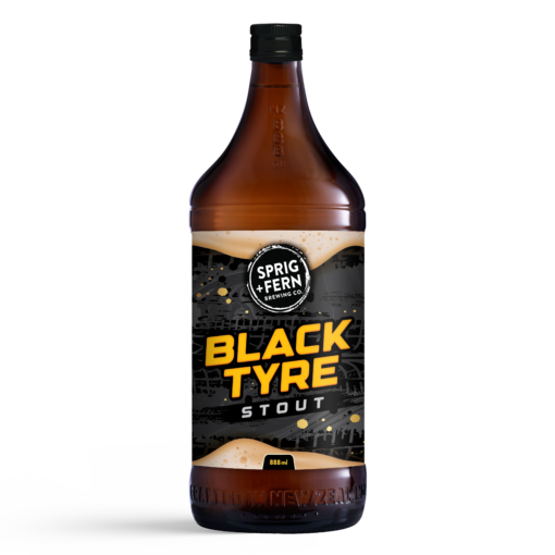 A 888ml bottle of Sprig and Fern's Black Tyre Stout limited release craft beer