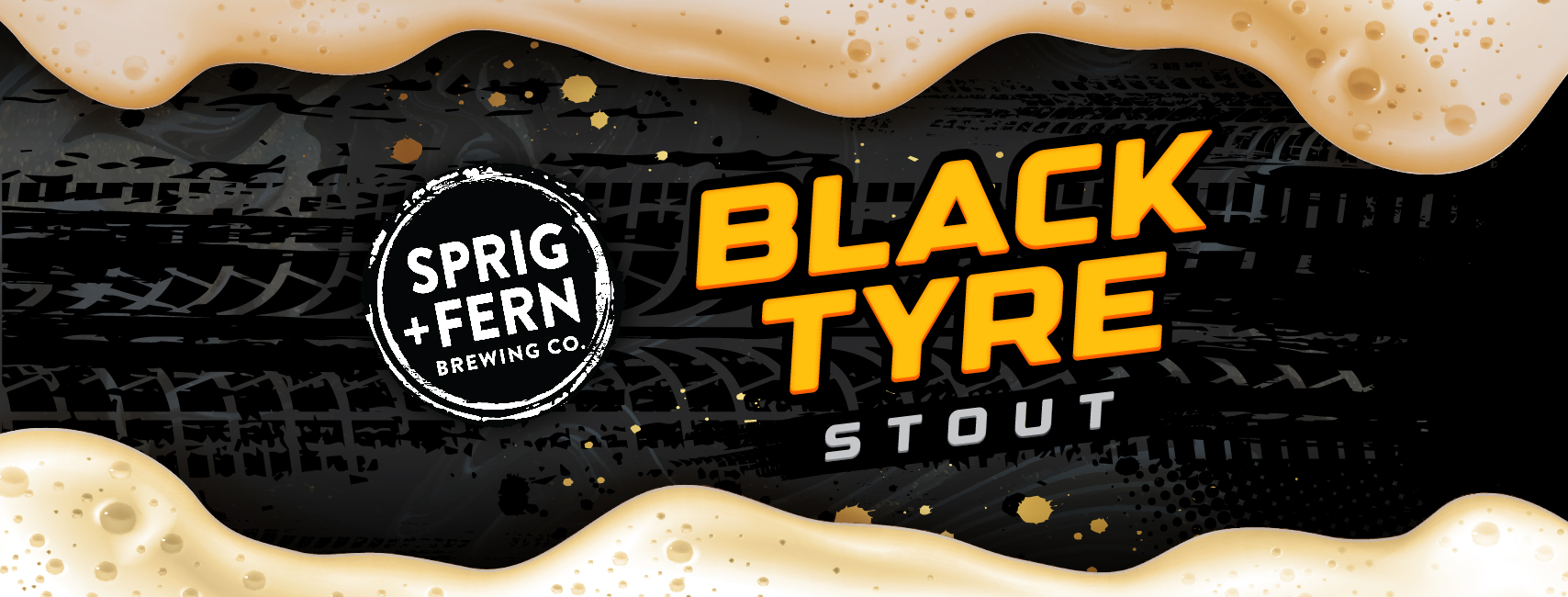 The artwork for Sprig and Fern's Black Tyre Stout limited release craft beer