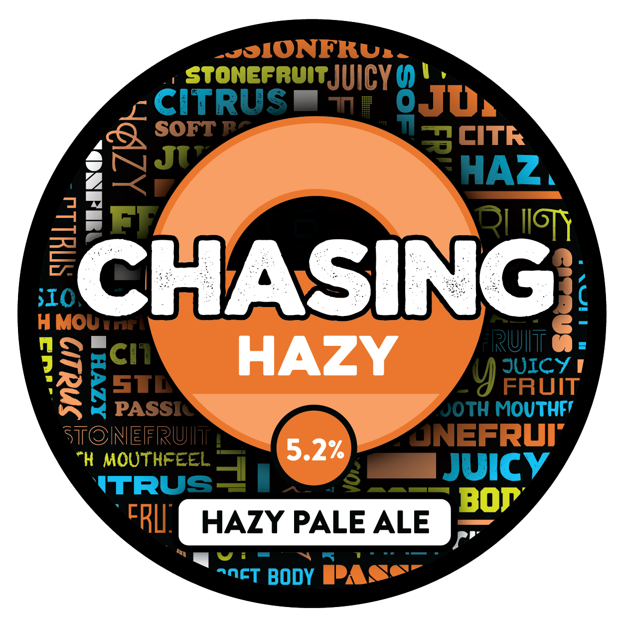 The tap badge for Sprig and Fern's Chasing Hazy Pale Ale craft beer