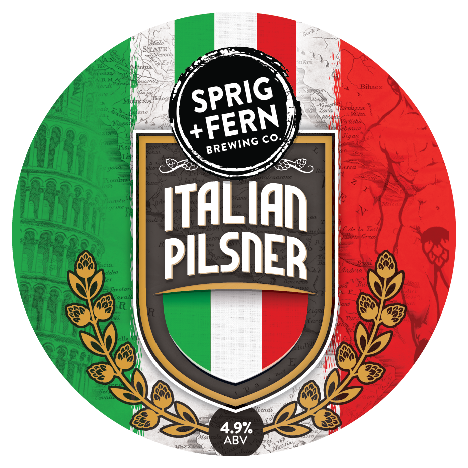 The Tap Badge for Sprig and Fern's Italian Pilsner