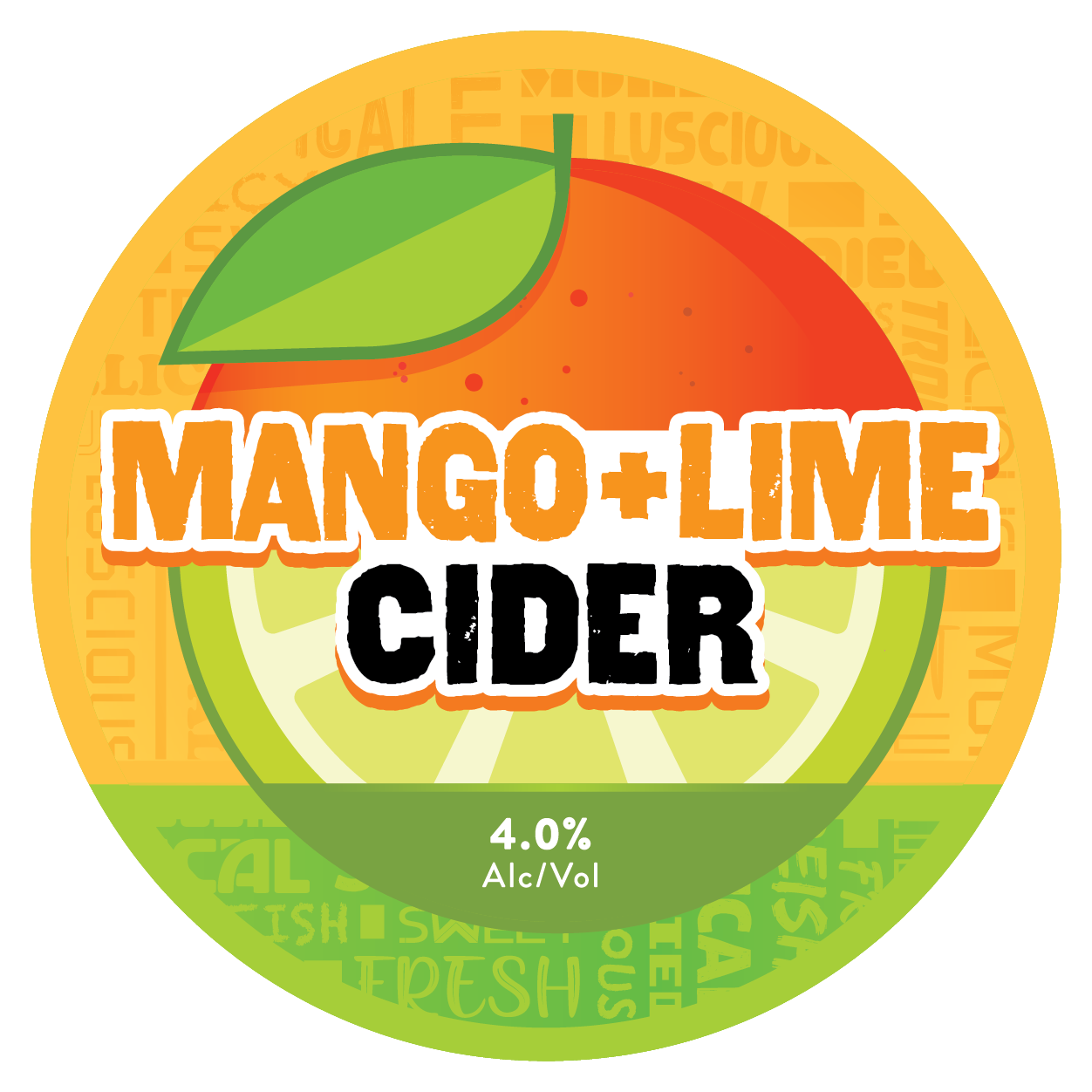 The tap badge for Sprig and Fern's Mango + Lime Cider