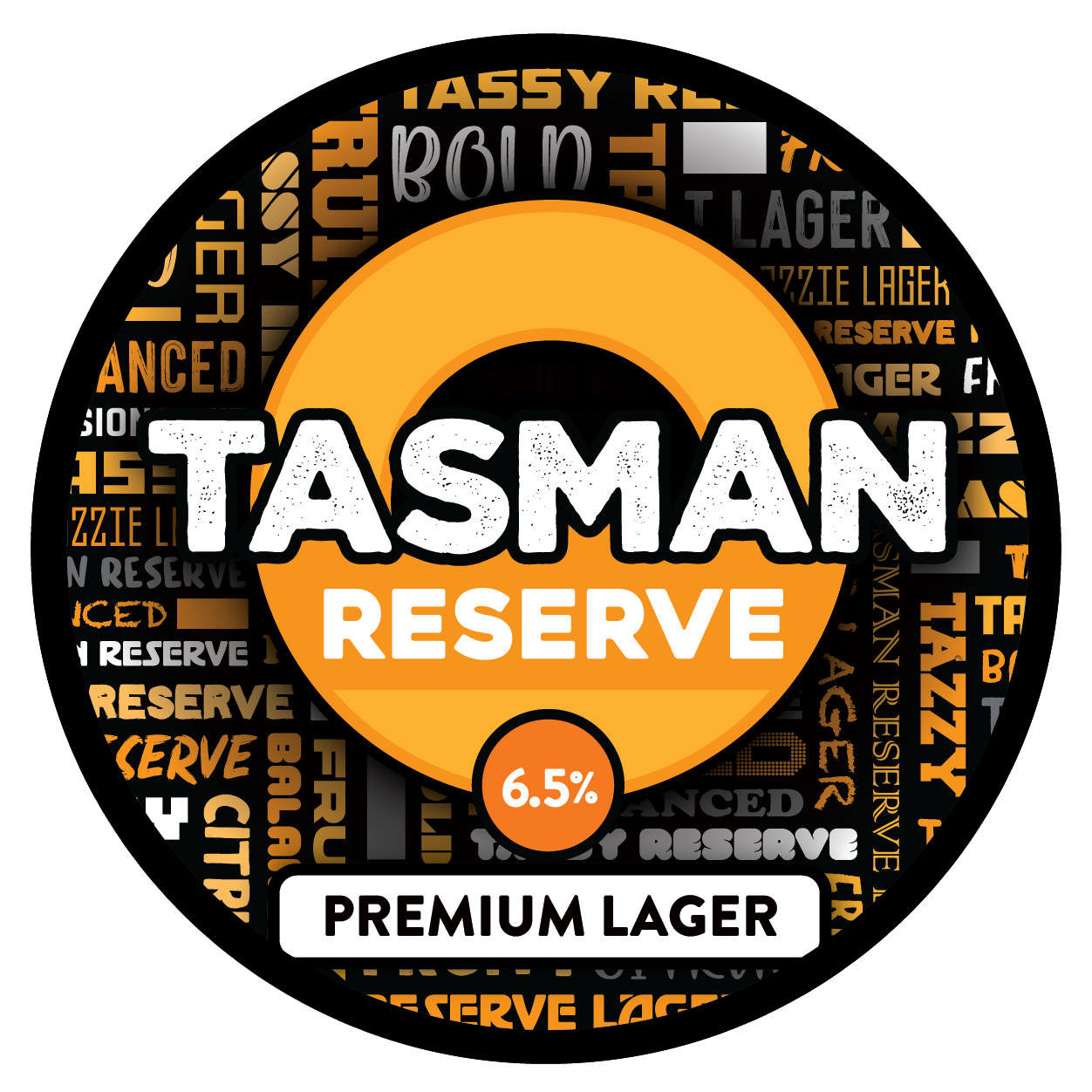 The tap badge for Sprig and Fern's Tasman Reserve Premium Lager craft beer