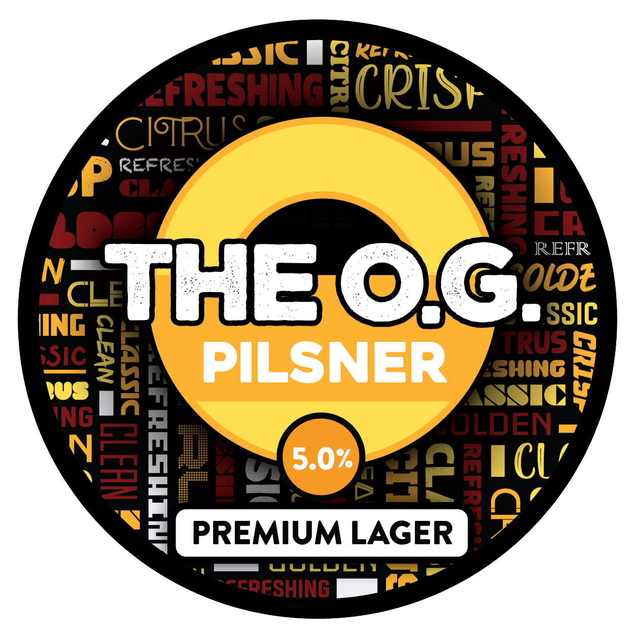 The tap badge for Sprig and Fern's The O.G. Pilsner Premium Lager craft beer
