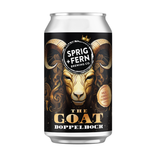 A 330ml can of Sprig and Fern's award-winning The GOAT Doppelbock