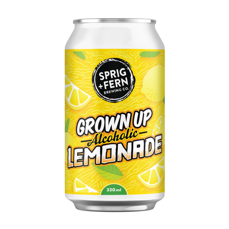 A 330ml can of Sprig and Fern's Grown Up Alcoholic Lemonade
