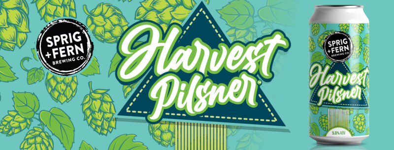 The artwork and 440ml can for Sprig and Fern's Harvest Pilsner™