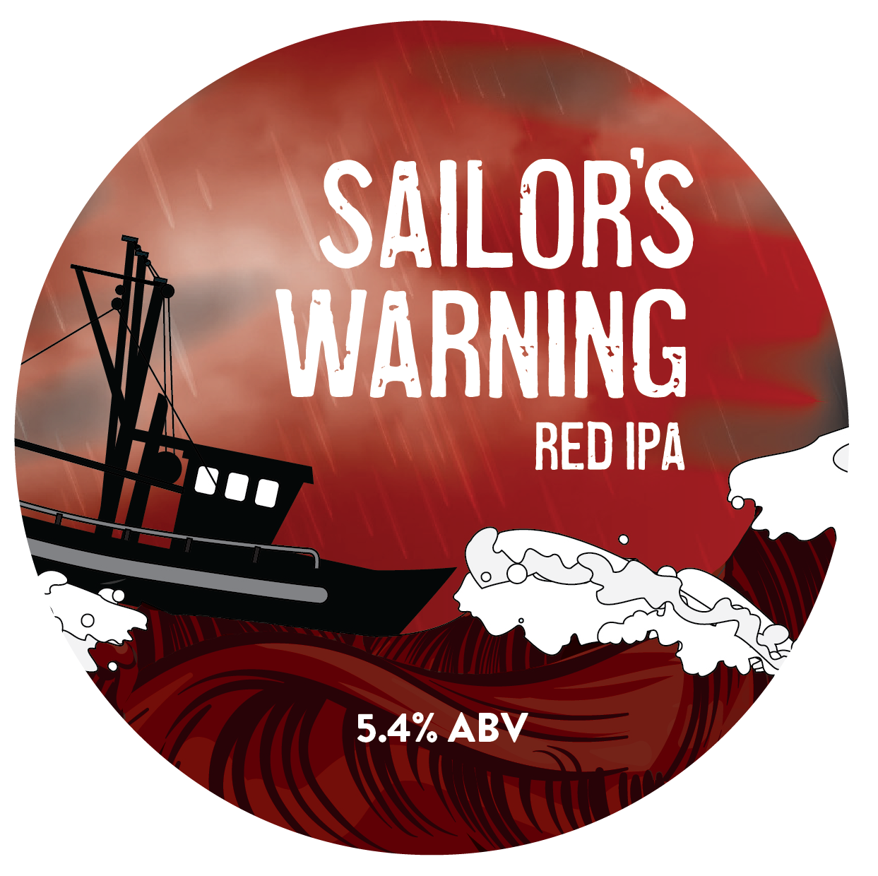 Sprig and Fern Sailor's Warning Red IPA tap badge