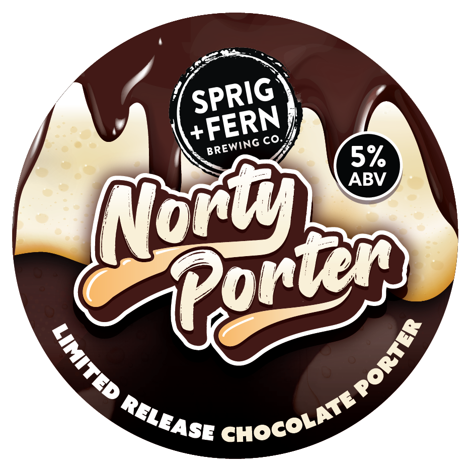 Sprig and Fern Norty Porter chocolate porter tap badge