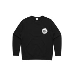 The Sprig + Fern logo on a crew neck jumper