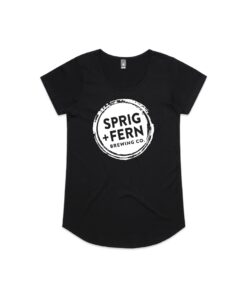 The Sprig + Fern logo on a short sleeve tee shirt