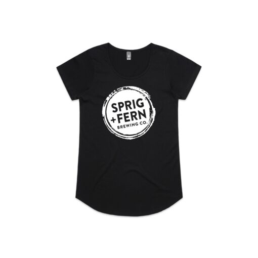 The Sprig + Fern logo on a short sleeve tee shirt