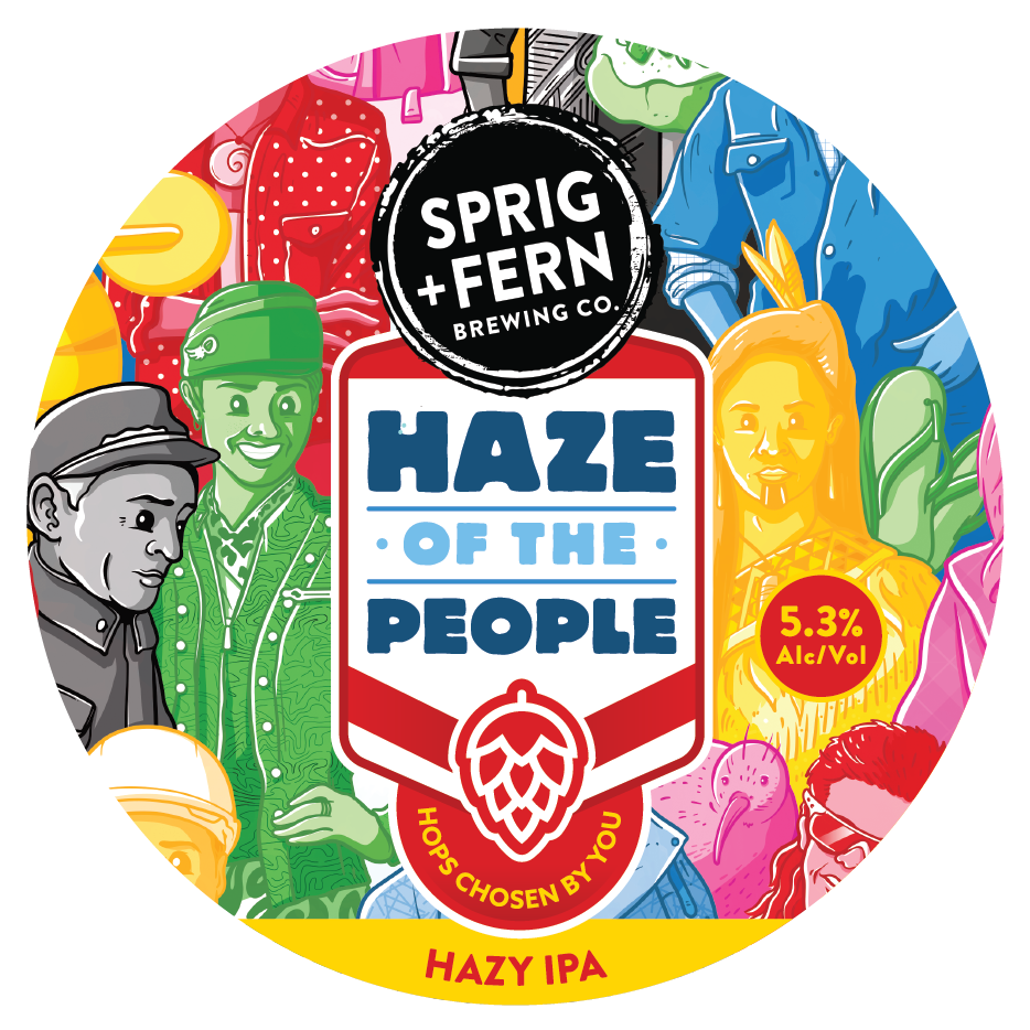 The artwork for Sprig and Fern's limited release beer, Haze of the People