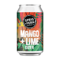 A can of Sprig and Fern's Mango + Lime Cider