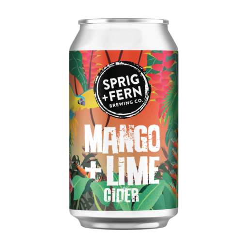 A can of Sprig and Fern's Mango + Lime Cider