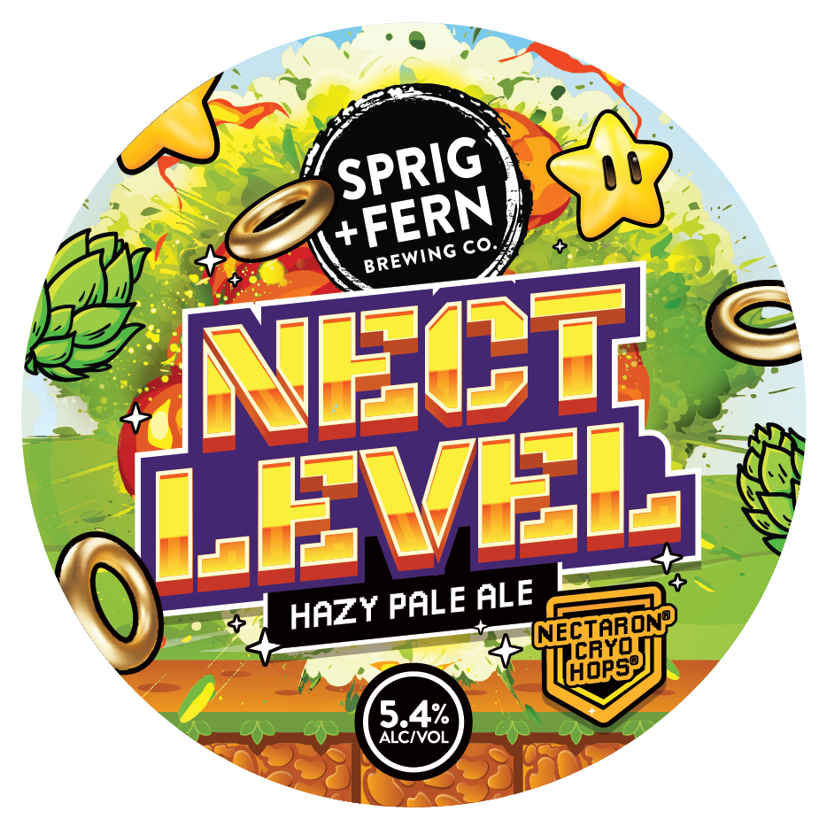 The tap badge for Sprig and Fern's Nect Level Hazy Pale Ale with Nectaron® Cryo Hops™