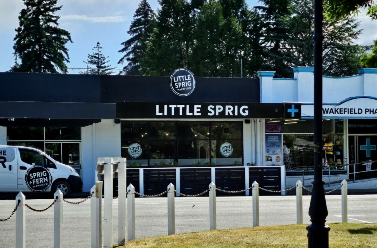 The exterior of the Little Sprig Wakefield Tavern, viewed from across the street
