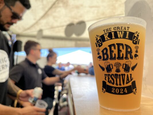 A Festival cup of Sprig + Fern craft beer at Great Kiwi Beer Festival in Christchurch