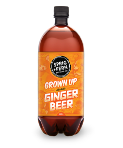 A 1.25L rigger of Sprig and Fern's Grown Up Alcoholic Ginger Beer