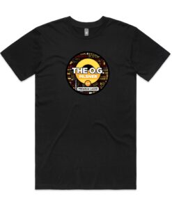 A t-shirt with Sprig and Fern's The O.G. Pilsner Premium Lager craft beer tap badge printed on to the front