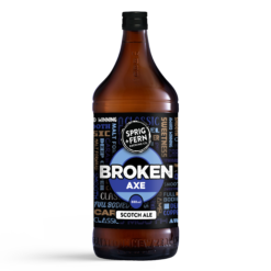 A 888ml bottle of Sprig and Fern's Broken Axe Scotch Ale craft beer