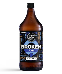A 888ml bottle of Sprig and Fern's Broken Axe Scotch Ale craft beer