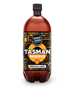A 1.25 litre rigger of Sprig and Fern's Tasman Reserve Premium Lager craft beer