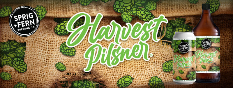 The artwork for Sprig and Fern's fresh hop Harvest Pilsner craft beer