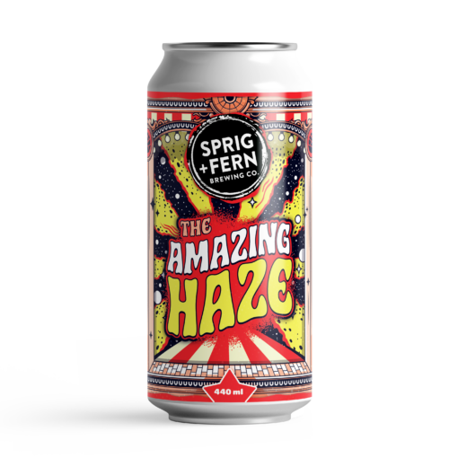 A 440ml can of Sprig and Fern The Amazing Haze hazy pale ale craft beer.