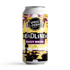 A 440ml can of Sprig and Fern's Headliner Hazy NZIPA beer