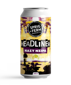 A 440ml can of Sprig and Fern's Headliner Hazy NZIPA beer