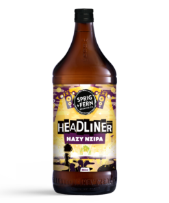 A 888ml bottle of Sprig and Fern's Headliner Hazy NZIPA beer