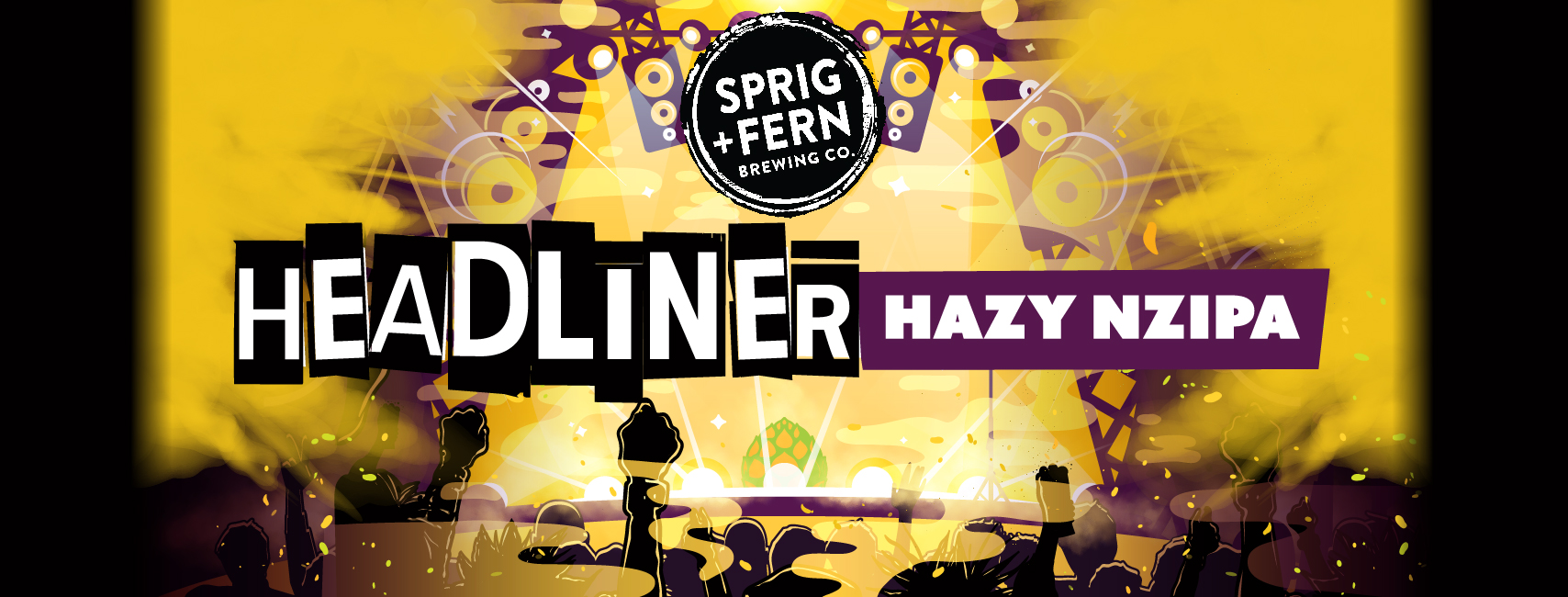 The artwork for Sprig and Fern's Headliner Hazy NZIPA beer