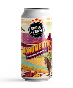 A 440ml can of Sprig and Fern's Monumental American Brown Ale limited release craft beer