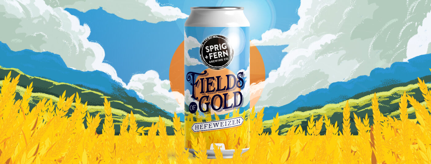 The artwork for Sprig and Fern's Fields of Gold hefeweizen