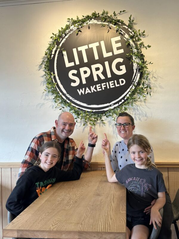 Ryan Edwards and family at Little Sprig Wakefield