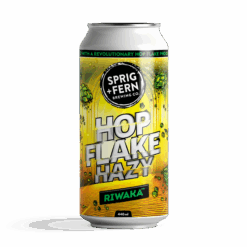 A 440ml can of Sprig and Fern's Hop Flake Hazy with Riwaka