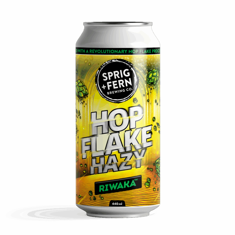 A 440ml can of Sprig and Fern's Hop Flake Hazy with Riwaka